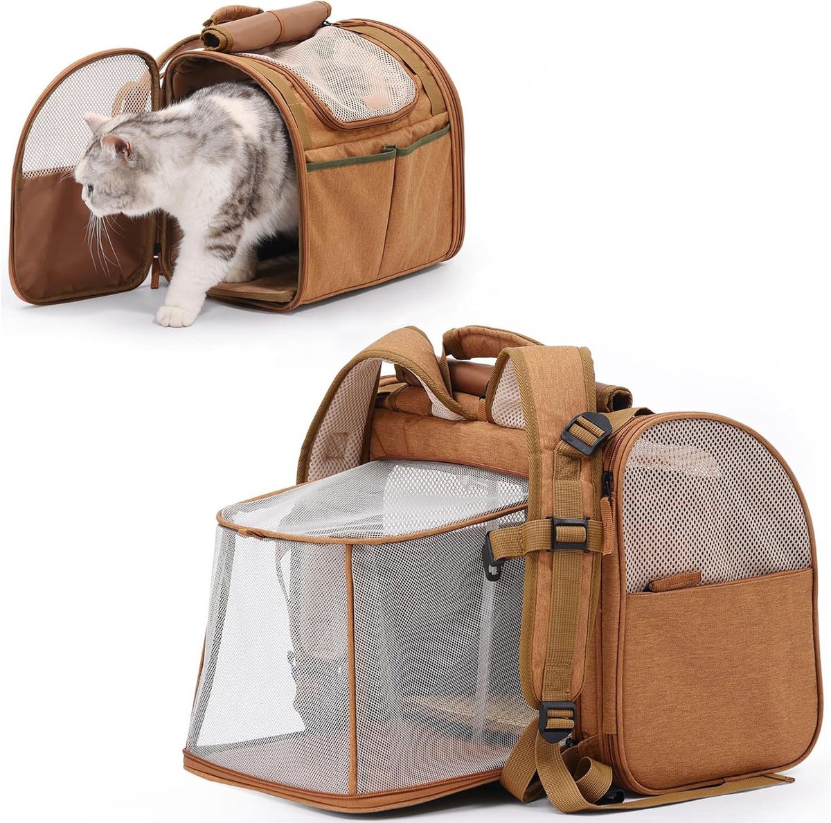 Travel Basket for Cats and Dogs - Carrier for Cats and Dogs - Travel Bag for Cats and Dogs - Dog Carrier - Cat Carrier - up to 5 kg - brown